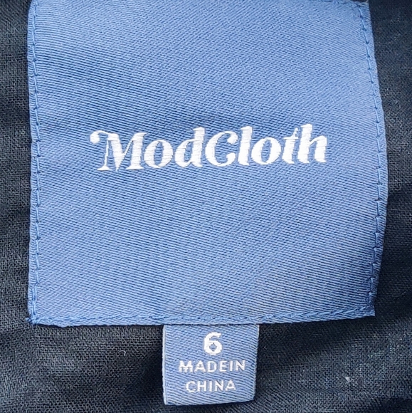 MODCLOTH Polka Dot Dress 6 Fit & Flare Tulle Sleeveless Cotton Midi Black White - Picture 9 of 14